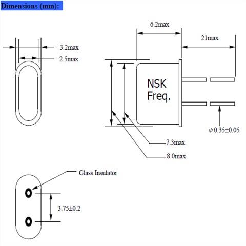 NSK晶振,石英晶振,NXB UM-5晶振,石英引脚焊接晶振