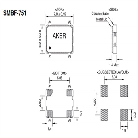 AKER晶振,有源晶振,SMBF-751晶振,金属面封装汽车电子有源晶振