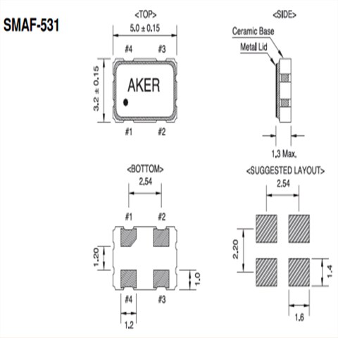 AKER晶振,有源晶振,SMBF-531晶振,数码相机小体积有源晶振