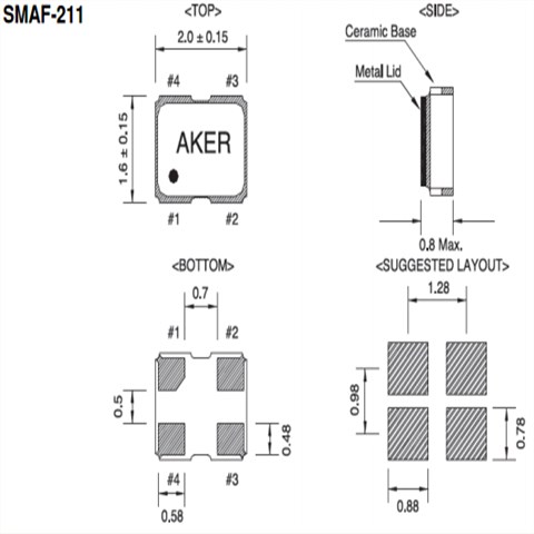 AKER晶振,有源晶振,SMAF-211晶振,个人电脑蓝牙晶振
