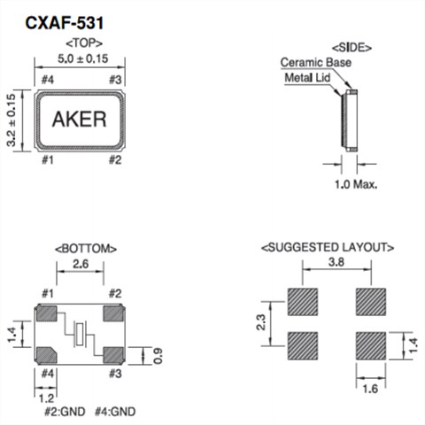 AKER晶振,贴片晶振,CXAF-531晶振,进口金属面无源晶振