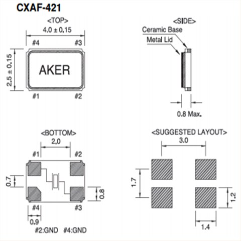 AKER晶振,贴片晶振,CXAF-421晶振,家用电视机顶盒石英晶振