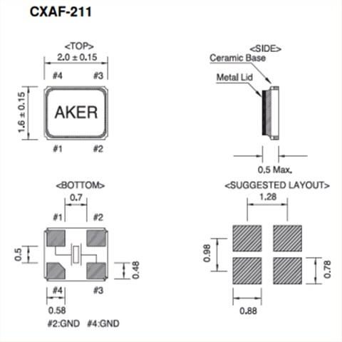 AKER晶振,贴片晶振,CXAF-211晶振,GPS石英晶体谐振器