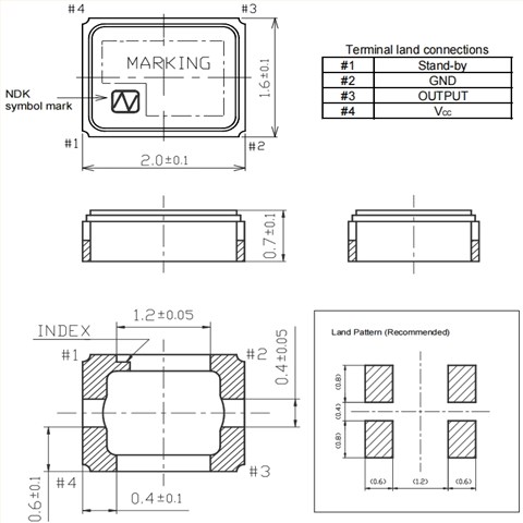 NT2016SB-19.2MHz-NSC5323A,日本电波温补振荡器,NT2016SB全球定位系统晶振