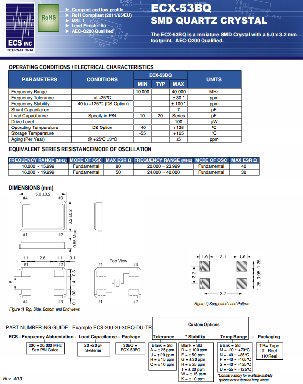 ECS晶振,贴片晶振,ECX-53BQ晶振,ECS-143-18-30BQ-DS晶振