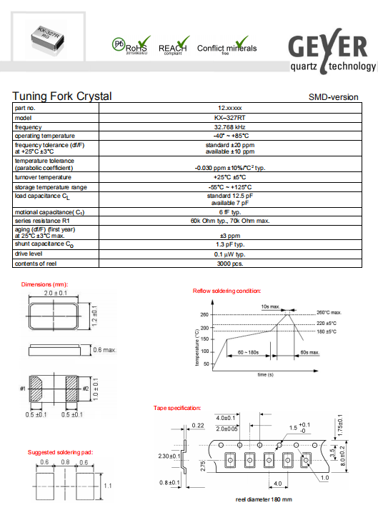 Geyer晶振,贴片晶振,KX-327RT晶振,格耶压电石英晶体