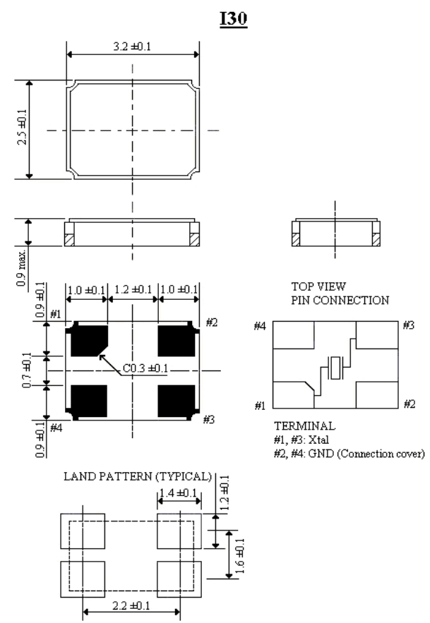 ITTI四脚贴片晶振,3225mm,I3010-45.000-18,45MHZ,I30系列晶振