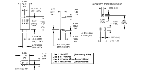 M1006S046 1.843200|HC-49UN|±50 ppm|MTRONPTI晶振